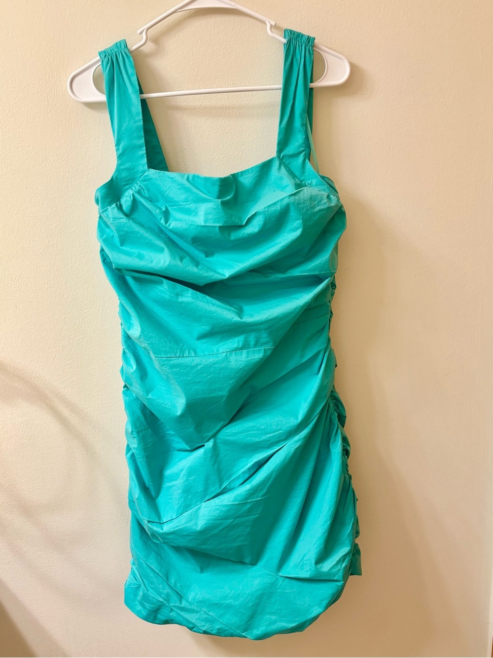 ASTR THE LABEL Turquoise Ruched Square-Neck Dress - Picture 3 of 9